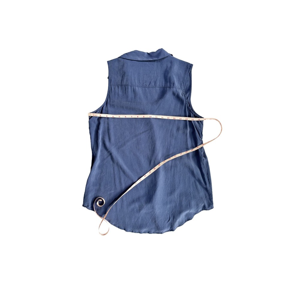 Max Studio Womens Large Blue 100% Silk Sleeveless Button Front Blouse Top L - Picture 2 of 4